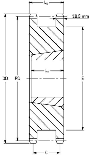 Звездочка PHS 20B-1DSTB19